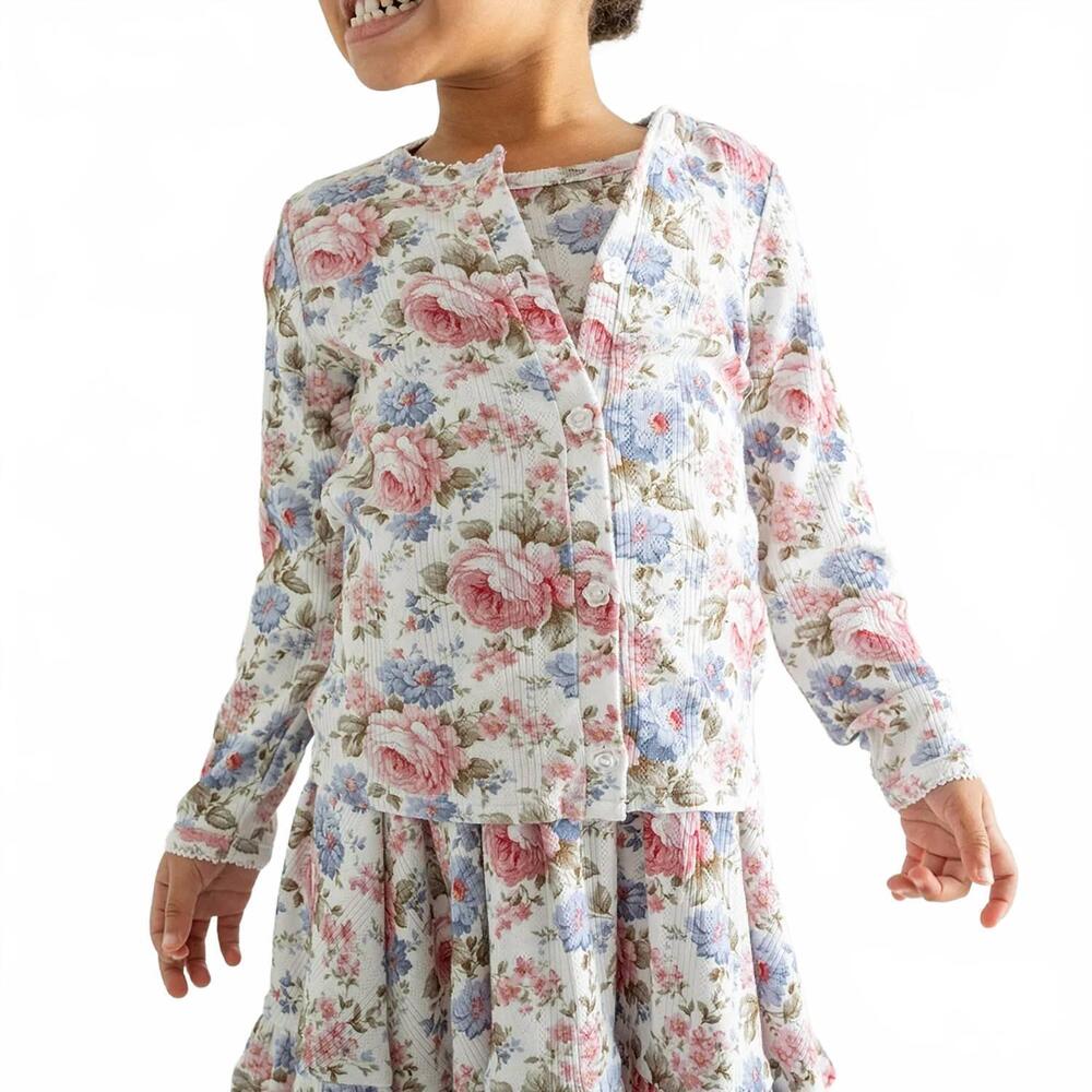 NEW POSH PEANUT girls etta pointelle cardigan in pink